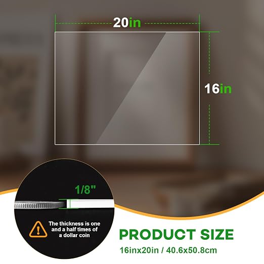 VOISEN 3 Pack Plexiglass Sheets 1/8 Inch Thick, Display Cases, Sneeze Guard