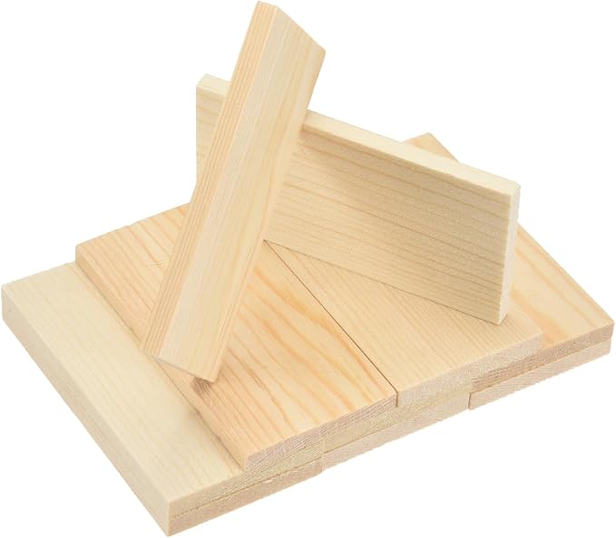 MECCANIXITY 10Pcs Wood Strips Slats, 1/4" x 2" x 4" Thin Wood Sticks Flat