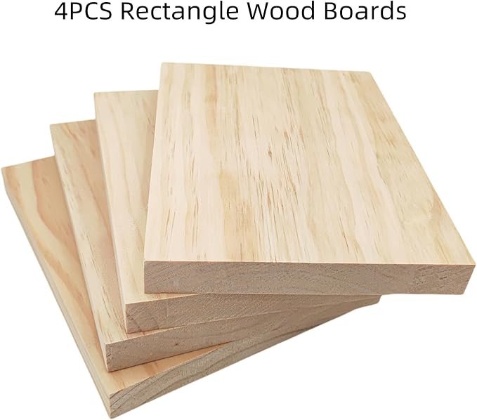 4PCS Rectangle Wood Boards Unfinished Wood Blocks