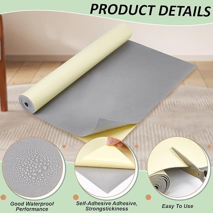 BENECREAT 78.7x15.7 Inch Light Grey Self-Adhesive EVA Foam Roll, 1mm Thick