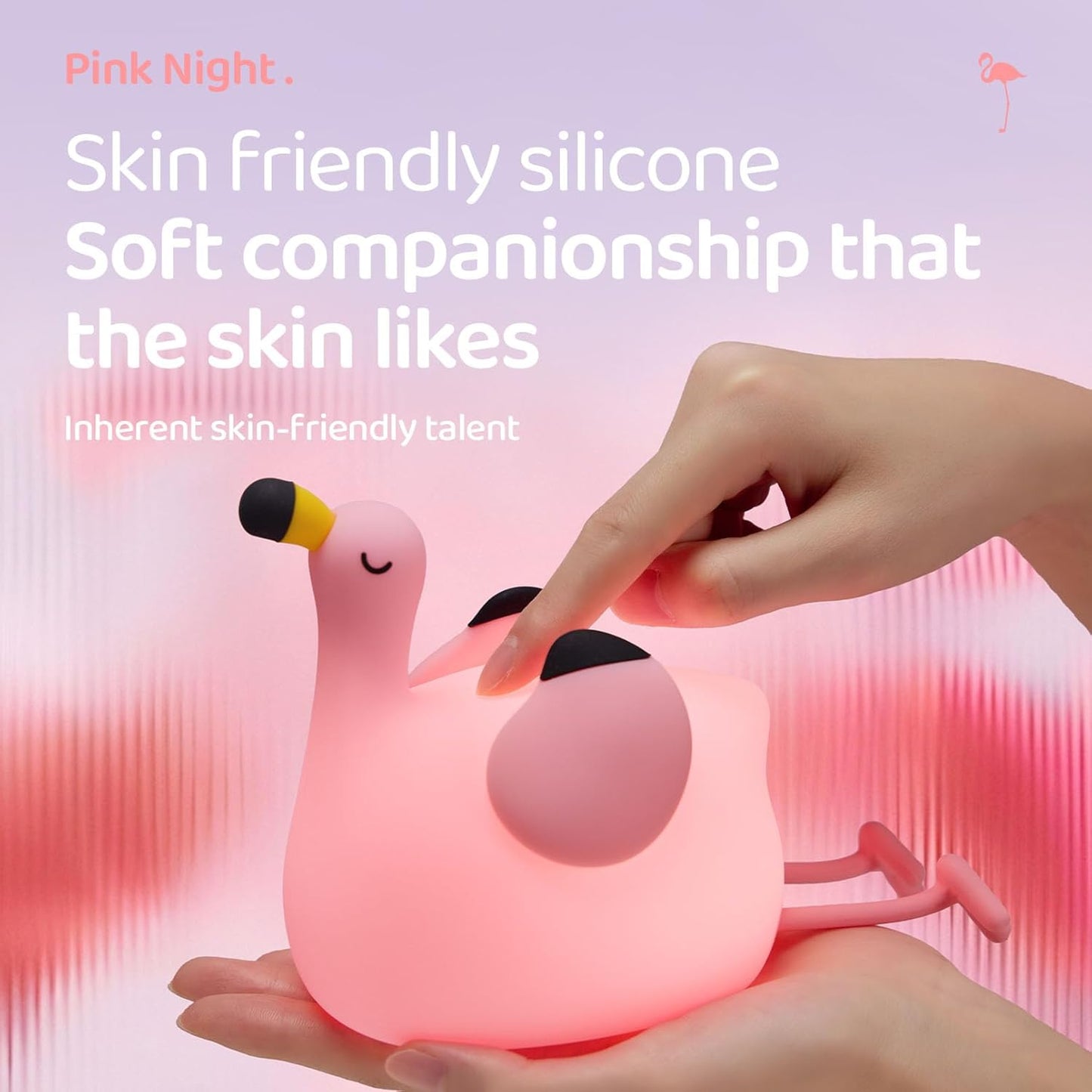 Night Light for Kids, Pink Flamingo Lamp Girls Trendy Gifts, Dimmable Silicone LED Funny Animal Baby Nursery Night Light, Rechargeable Bedside Nightlight Kawaii Pink Decor Toys for Home Bedroom Office