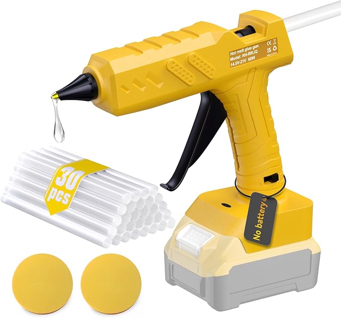 Cordless Hot Glue Gun for DeWalt 20V MAX Battery, High Temp Electric Power Glue