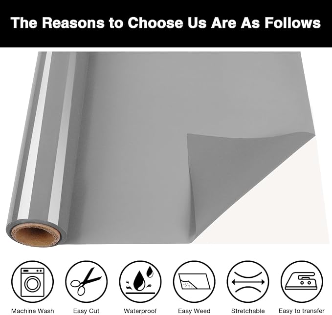 TORC Grey Puff 3D HTV Vinyl Heat Transfer, Bags | Easy Cut & Weed | Compatible