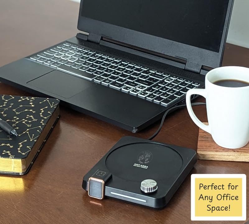 Hot Drink Beverage Warmer. Coffee, Milk, Tea, Cappuccino, Mocha, Candles, Dial Tempreture and Digital Display. Desk, Office, Workplace. 105F- 176F. 4 Hour shutoff, 1-12 Hour Schedule. (Walnut)