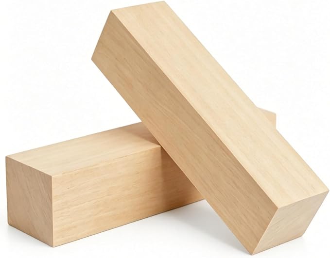 2 Pack 12 x 3 x 3 Inch Large Basswood Carving Blocks | Premium Unfinished