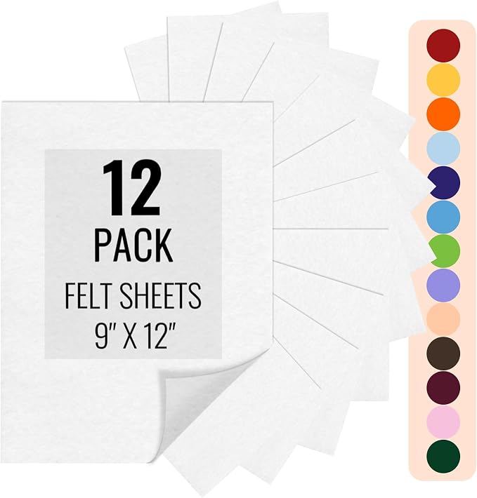 IONTACH 9" X 12" Felt Fabric Sheets 1.6mm Thick | Soft Felt