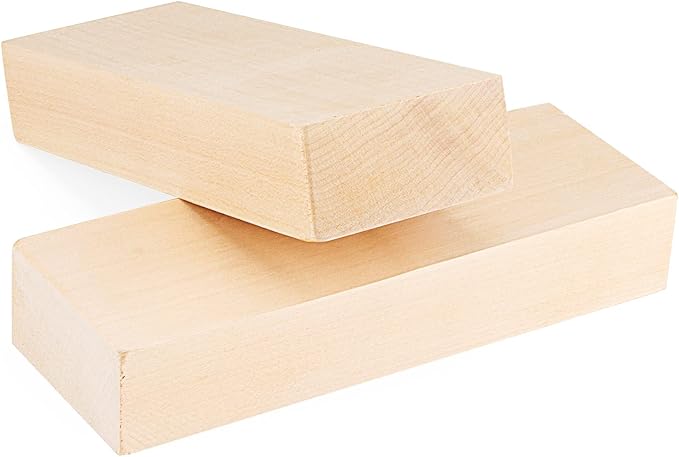 SOUJAP 2 Pack 10 x 3.5 x 1.7 Inch Basswood Carving Blocks, Unfinished Wood