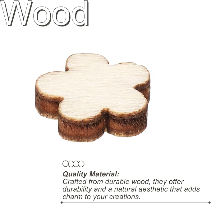 PATIKIL 10mm Wooden Flowers, 50 Pack Unfinished Wood Flowers Blank Wooden