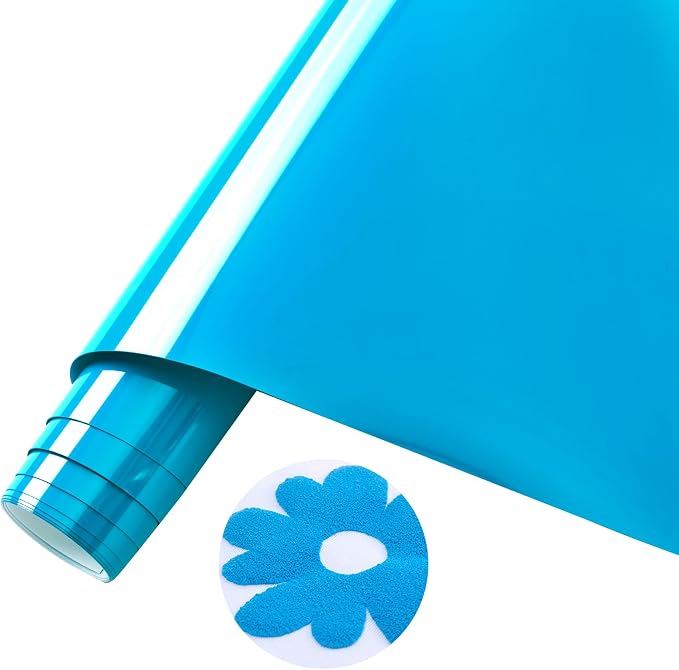Tintnut Blue Neon Puff Heat Transfer Vinyl Roll, easy cut & weed, stretch