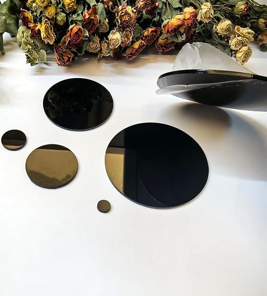 Set of 20 Black Acrylic Discs, 1/8" Thick Round Circle Blanks 5" Diameter