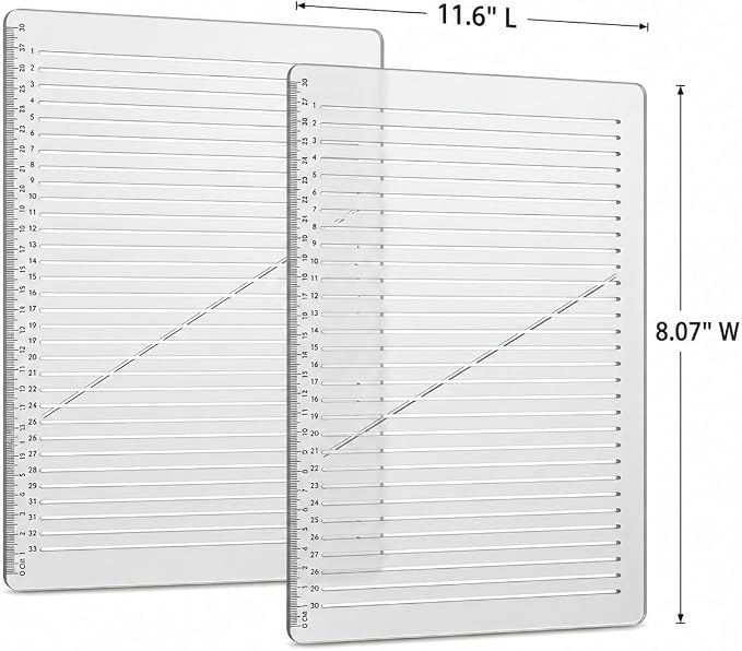 2 Pack Straight Line Writing Template, 11 Inch Calligraphy Guide Ruler