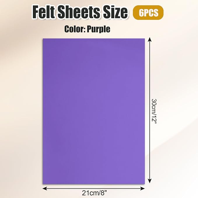 Biaungdo 6 Pcs 8 x 12 Inch Felt Fabric Sheets,