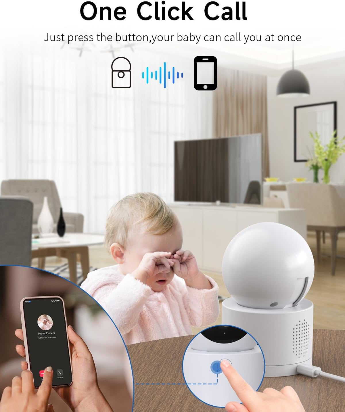 [5G & 2.4G] 2K Pan/Tilt Security Cameras for Home Security Indoor, AI Voice Change for 2-Way Talk, Motion Detection, 24/7 SD Recording/Cloud Storage, Baby Monitor/dog/Pet Camera with Phone App, 4