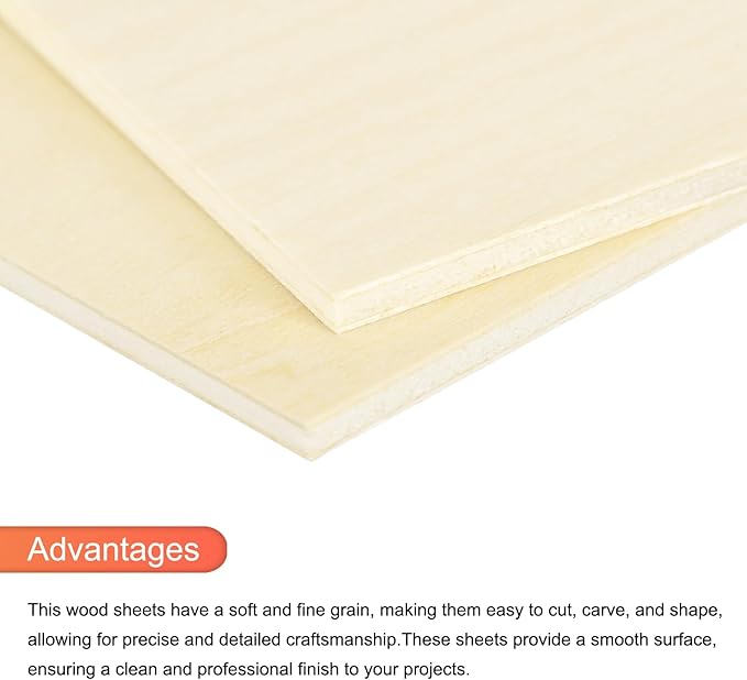 MECCANIXITY 3pcs Basswood Sheets 18 x 12 x 3/16 Inch Unfinished Wood Boards