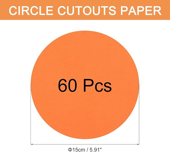 MECCANIXITY 60 PCS Orange Circle Cutouts Paper, 6 Inch Round Cutouts