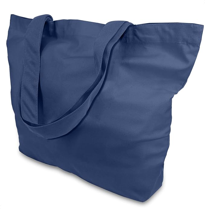 TOPDesign 3-Pack Super Strong Large 12oz Cotton Canvas Tote Bags, Reusable
