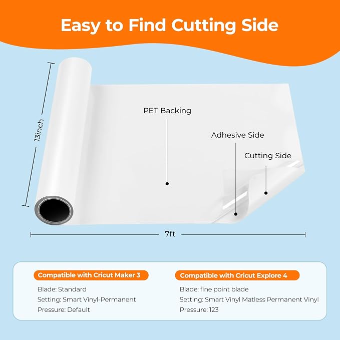 HTVRONT Smart Permanent Vinyl, No Cutting Mat Needed,