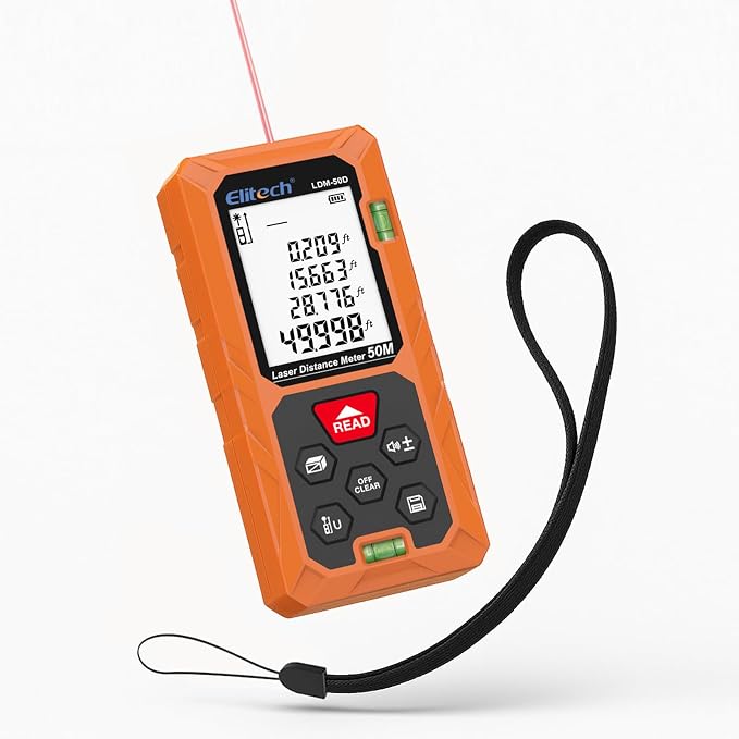 Elitech Laser Measuring Tool, 165ft Laser Tape Measure