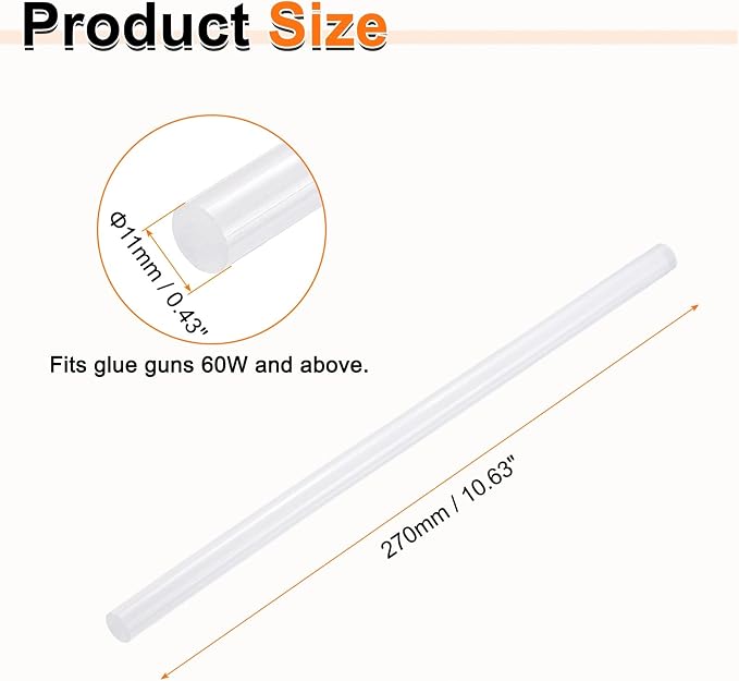 HARFINGTON 10pcs Hot Glue Sticks 0.43" Dia x 10.63" Long EVA Mini Hot Melt