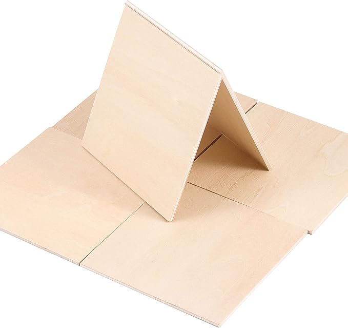 HOIGON 120 PCS 3 x 3 Inch Unfinished Wooden Squares Pieces, Natural Blank Wood