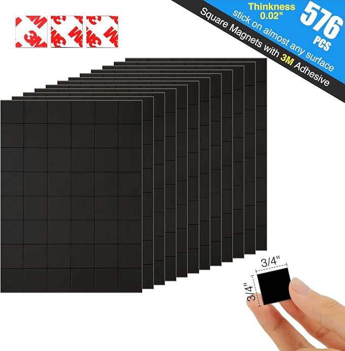 Pre-Cut Magnet Tape Strip, Thin Magnetic Squares