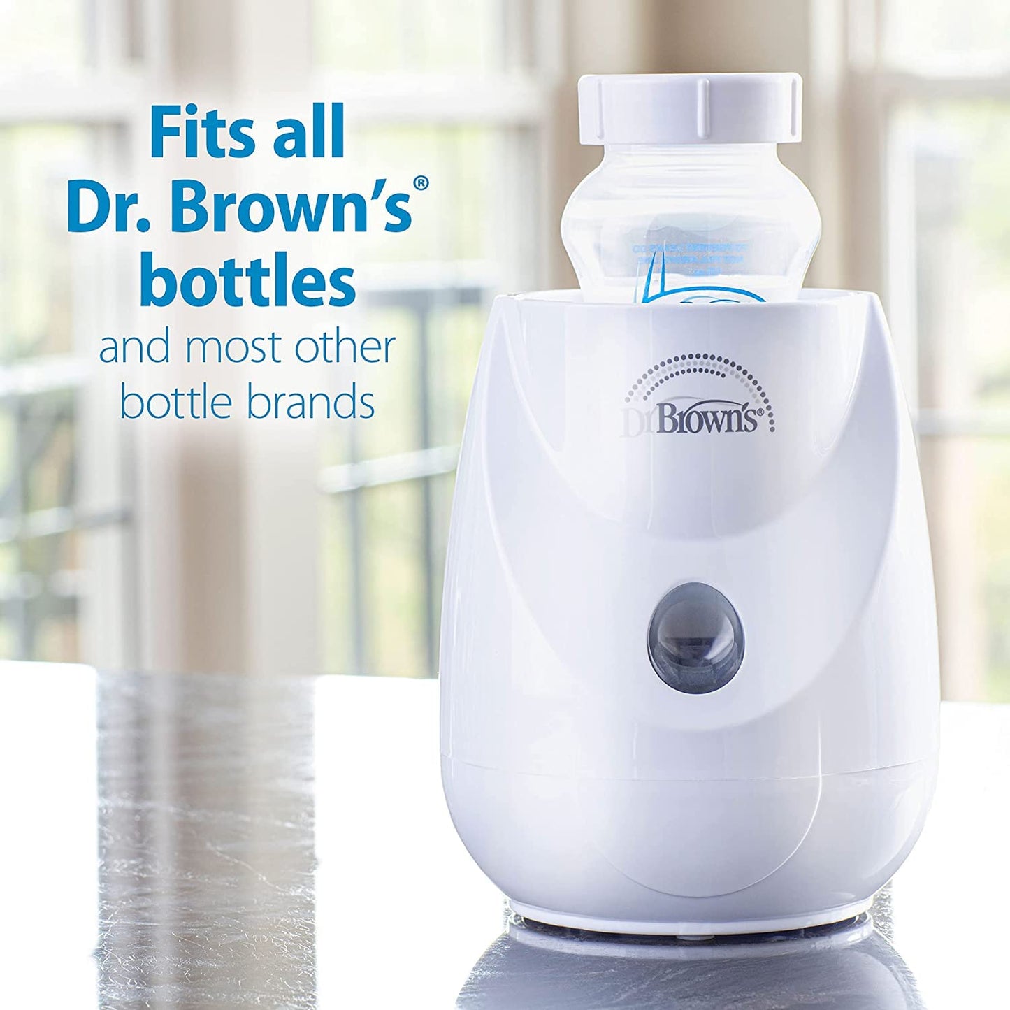 Dr. Brown’s Insta-Feed Bottle Warmer and Sterilizer with Anti-Colic Options+ Narrow Baby Bottles 8 oz/2500 mL, with Level 1 Slow Flow Nipple, 4 Pack, Blue Nature, 0m+
