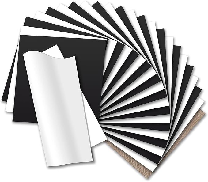 HTV Heat Transfer Vinyl: 12 White HTV Vinyl & 11 Black Heat Transfer Vinyl | 12