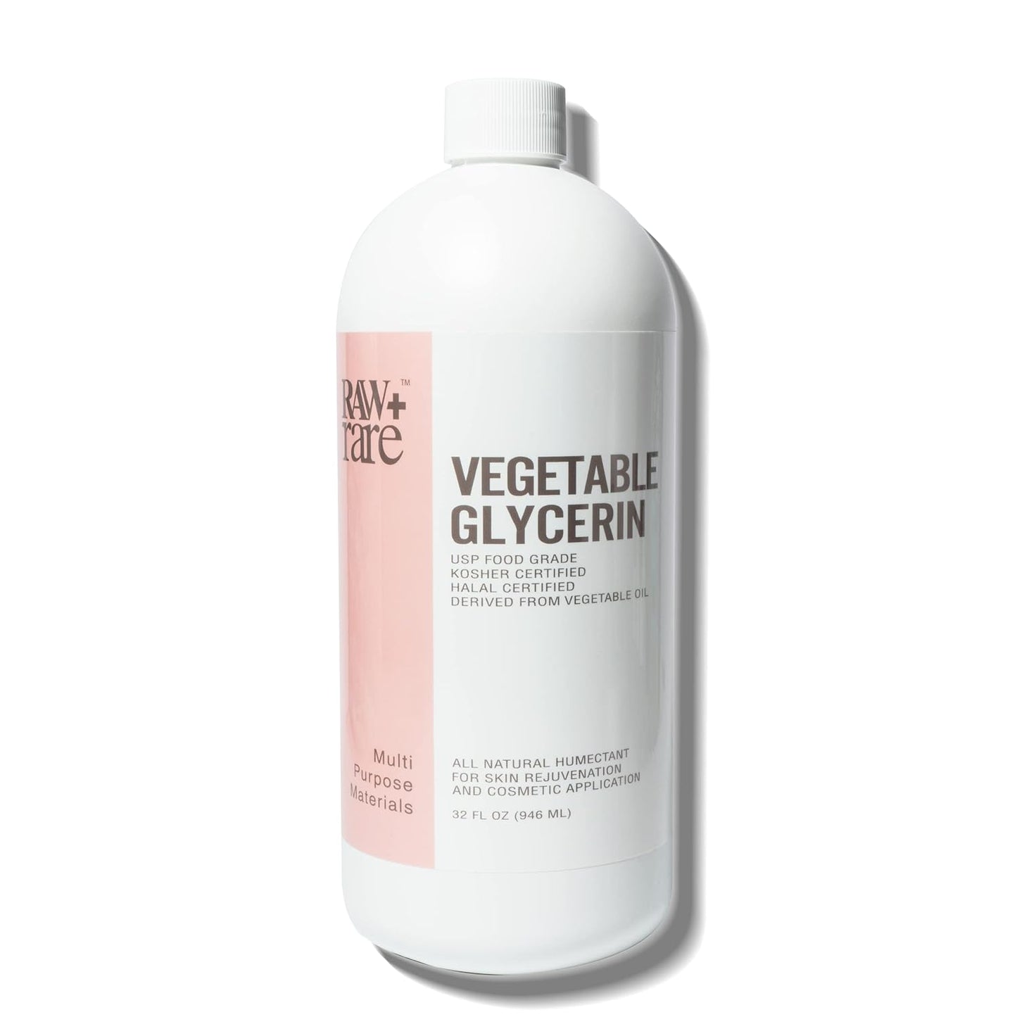 Vegetable Glycerin/Glycerine Quart (32 fl. oz.), Natural Pure USP Food Grade/Cosmetic Grade, for Skin, Hair, Crafts, Soap Base Oil - Kosher, Halal and Pharmaceutical for by Raw Plus Rare