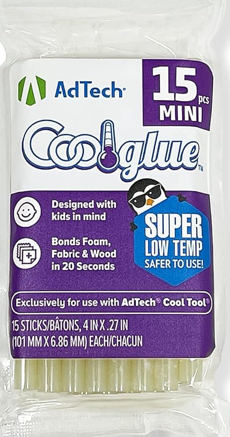 AdTech Ultra Low Temp Cool Glue Sticks, Mini 4-Inch – 15-Pack