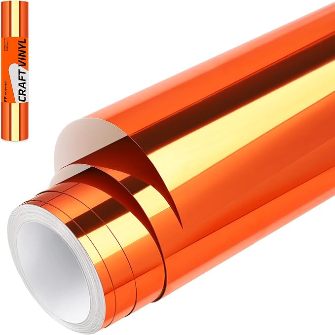 WRAPXPERT Orange Chrome Vinyl, Chrome Mirror Metallic No Bubble 12" x5ft