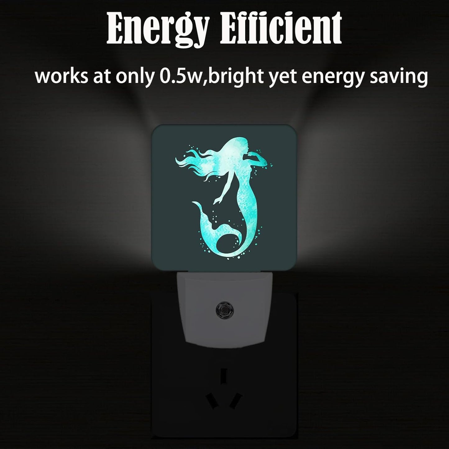 Groovy Mermaid Night Light,Plug-in Nightlights Auto Sensor Night Lamp Dusk-to-Dawn Lamp Home Decor for Nursery Children Girls Boys