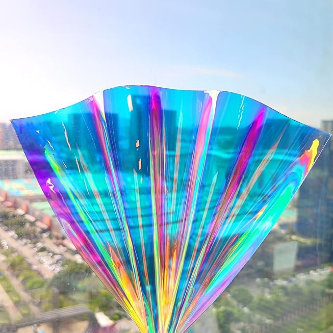 10 Pieces A4 Holographic Clear PVC Fabric Iridescent Transparent Vinyl Mirrored