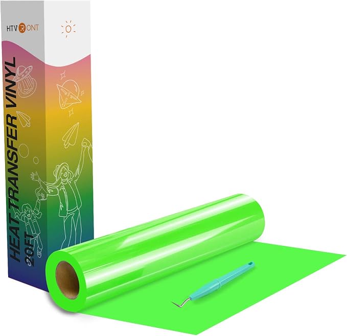 HTVRONT Heat Transfer Vinyl Neon Green HTV Rolls, Heat Transfer Vinyl