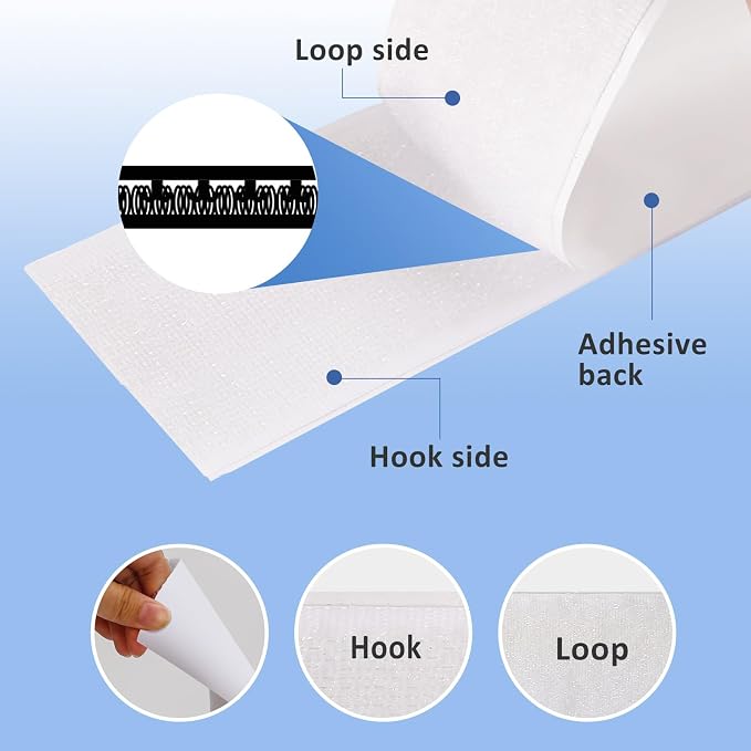 2''×27Ft White Heavy Duty Hook And Loop Tape Adhesive, No Punching Picture Wall
