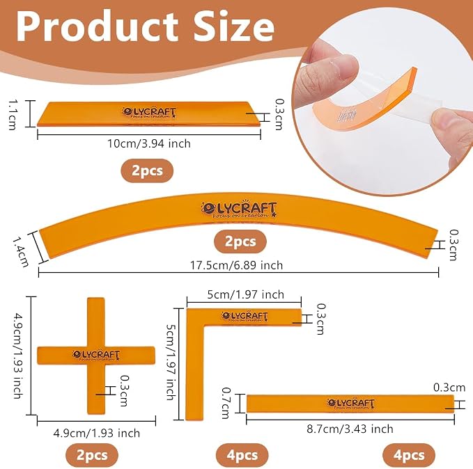 OLYCRAFT 14pcs/1 Set Deployment Zone Template Orange Acrylic Ruler Objective
