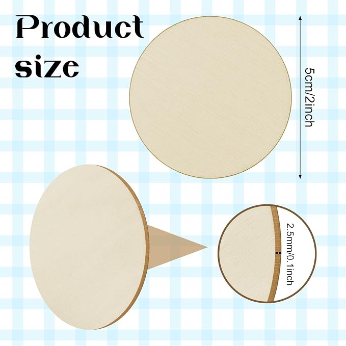 200 Pieces Round Wood Circles for Crafts