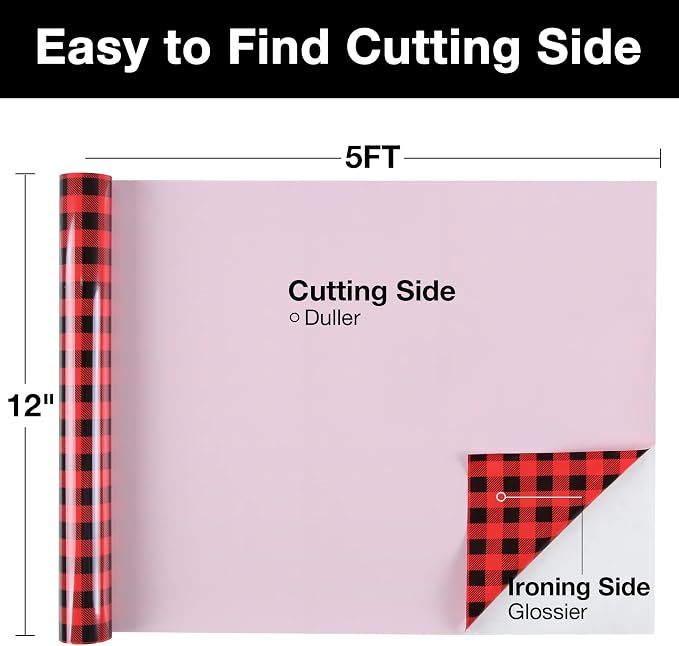 TORC Red Black Buffalo Plaid HTV Vinyl 12 inch x 5 ft, Check Heat Transfer
