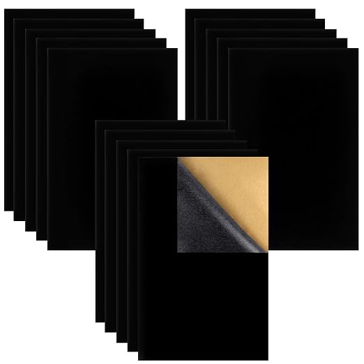 Thyores 15PCS Stick Black Felt, Self Adhesive Felt Sheets, DIY Velvet Fabric