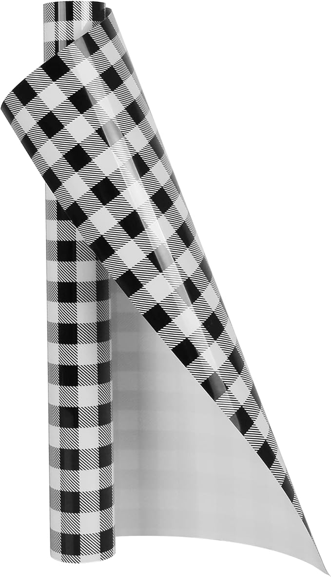 TORC Black White Buffalo Plaid HTV Vinyl 12 inch x 5 ft, Check Heat Transfer