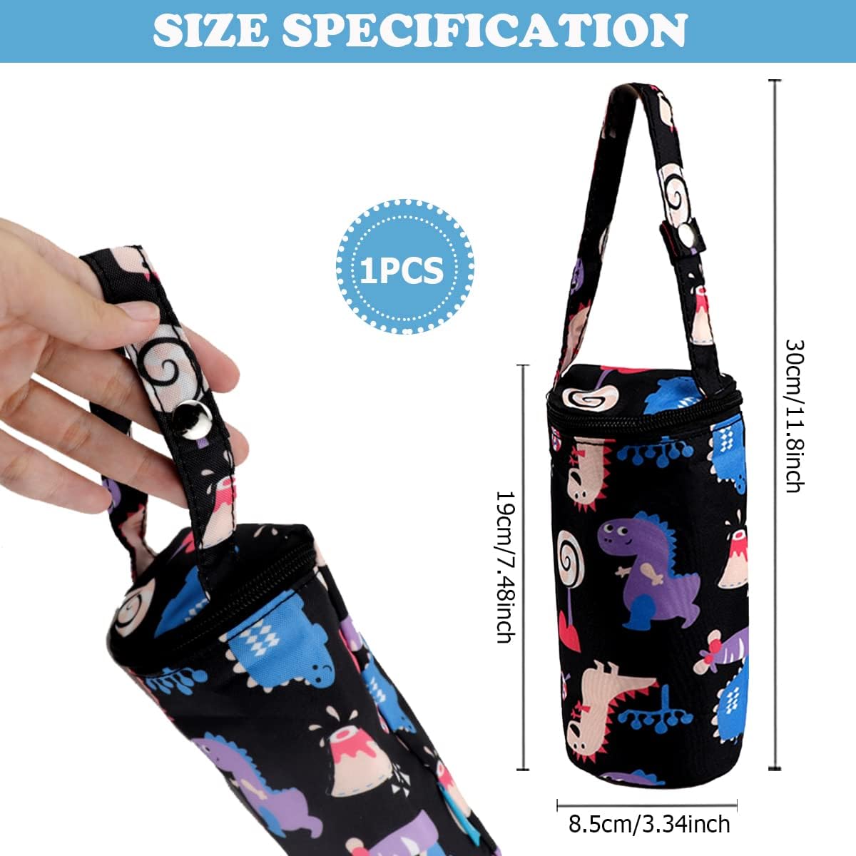Insulated Baby Bottle Bags - Portable Travel Feeding Bag to Keep Milk Warm - Thermal Insulated for Newborn Toddler (Black)