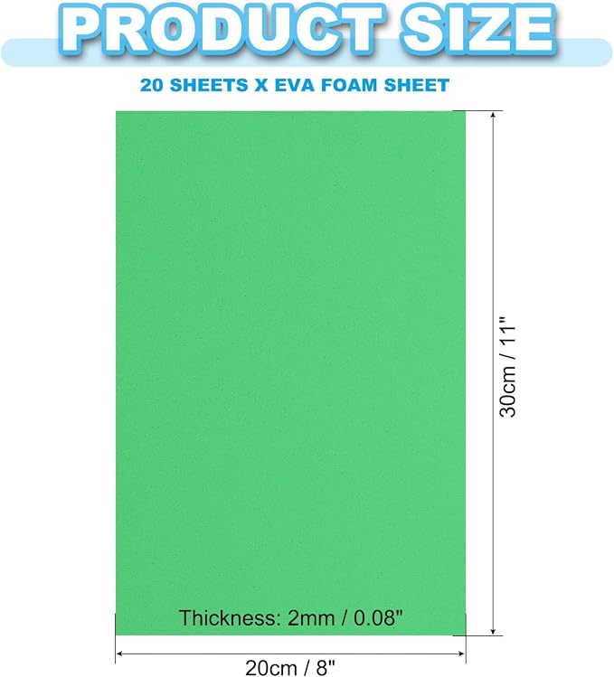 PATIKIL 20 Pack EVA Foam Sheets, Light Green