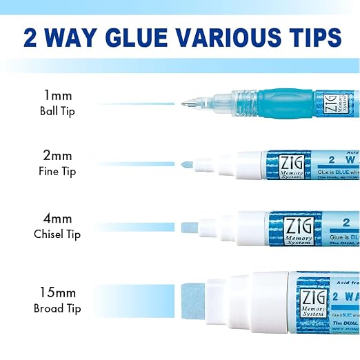Kuretake Zig 2 Way Glue Stick Pen, Board Tip, 15mm Tip, AP-Certified, Made in