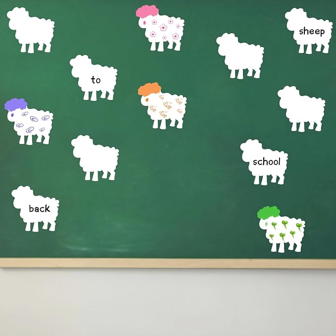 Geyee 100 Pcs Sheep Cutouts for Bulletin Board Classroom Wall Decor, Lamb Paper
