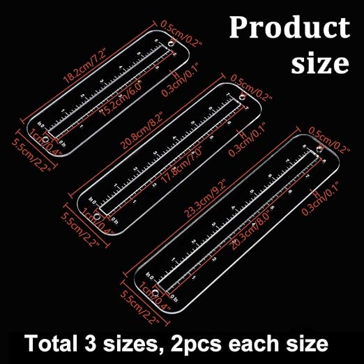 PH PandaHall 6pcs 3 Sizes Zipper Making Templates