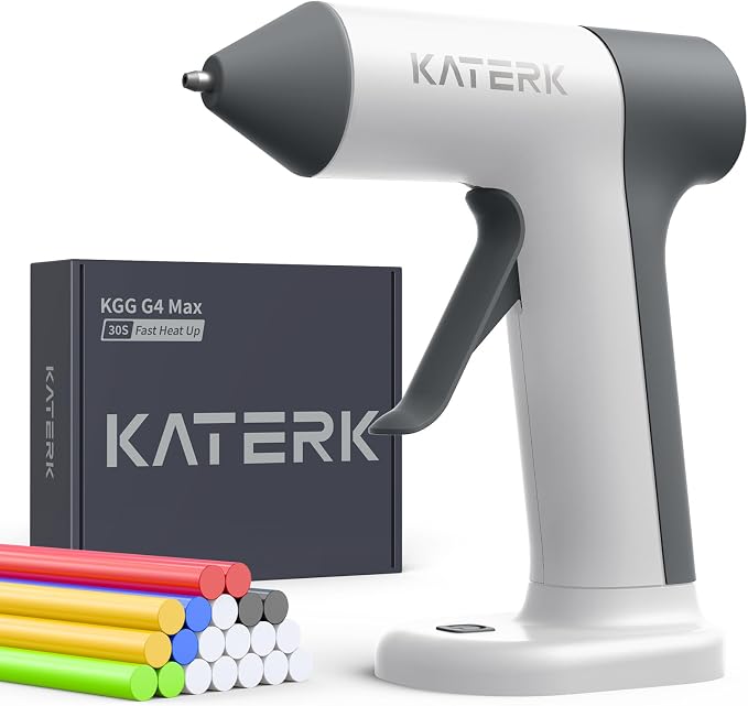 Katerk Cordless Hot Glue Gun Kit, Mini Glue Gun, Auto Shut-Off, Mini Size