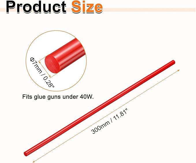 HARFINGTON 10pcs Hot Glue Sticks 0.28" Dia x 11.81" Long EVA Mini Hot Melt