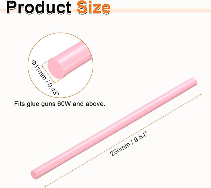 HARFINGTON 10pcs Hot Glue Sticks 0.43" Dia x 9.84" Long EVA Mini Hot Melt