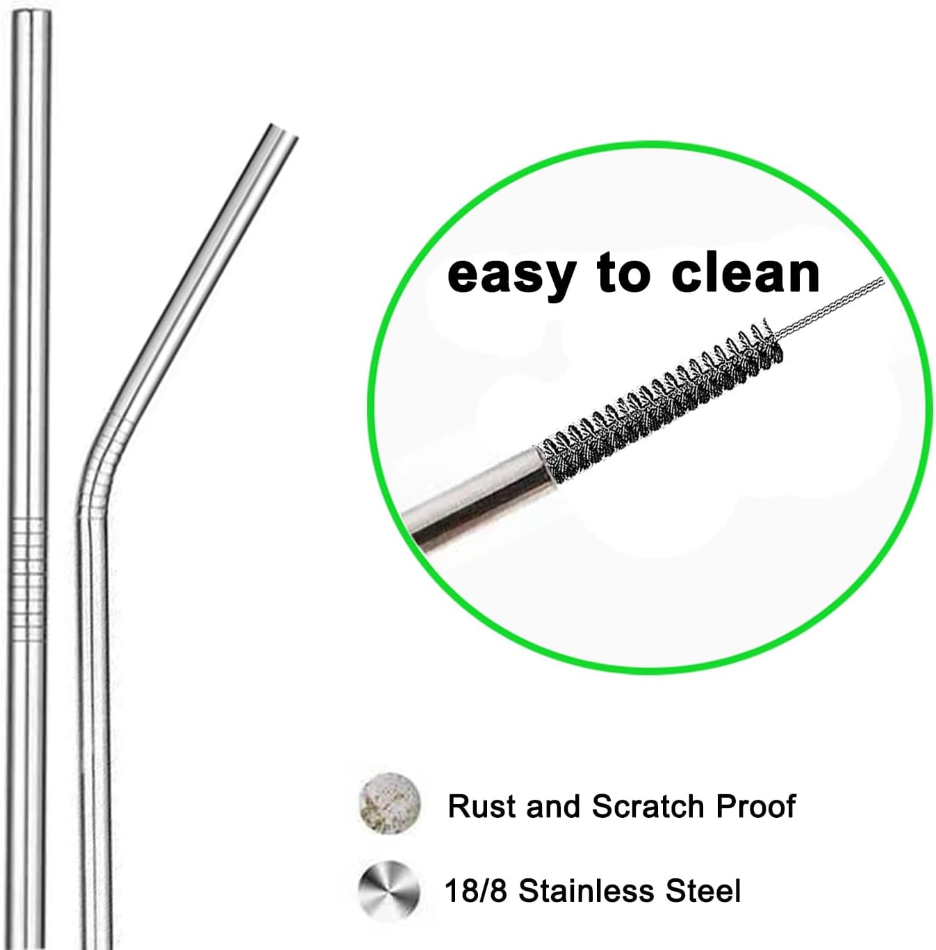 Straw Cleaner Brush Long 10 inch, 10-PCS Straw Brush of Bristles Diameter (5+8+12+16+20mm) for Cleaning Reusable Straws, Sippy Cup, Water Bottles, Tumblers, Tubes Black Color