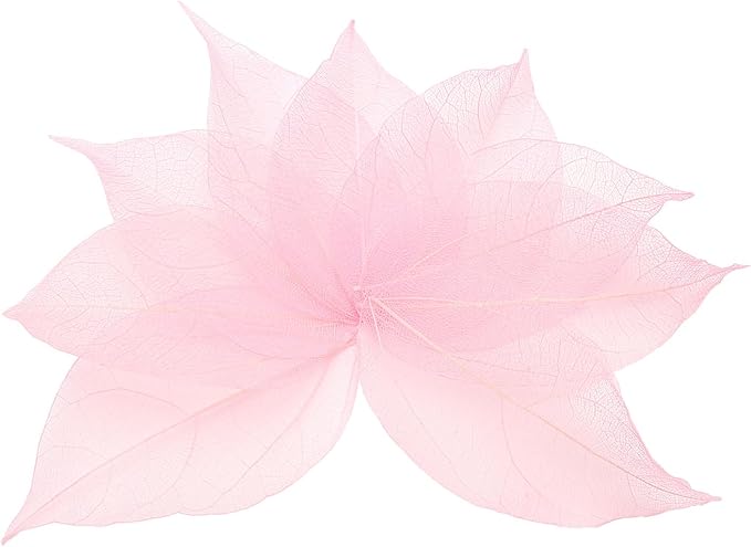 uxcell 100 Pcs Light Pink Skeleton Leaves