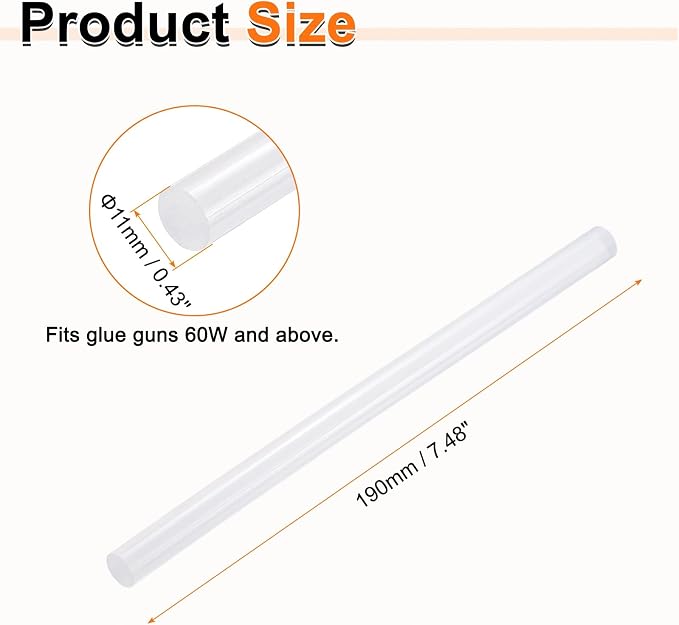 HARFINGTON 10pcs Hot Glue Sticks 0.43" Dia x 7.48" Long EVA Mini Hot Melt